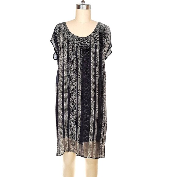 Gary Graham Silk Beaded Shift Dress Sage Green Black Glass Beads SZ 2 - Picture 12 of 12